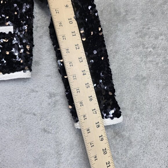 Crewcuts Jacket Girls Medium 8-9 Black Sequin Tweed Trim Cardigan Party Holiday - Picture 13 of 15